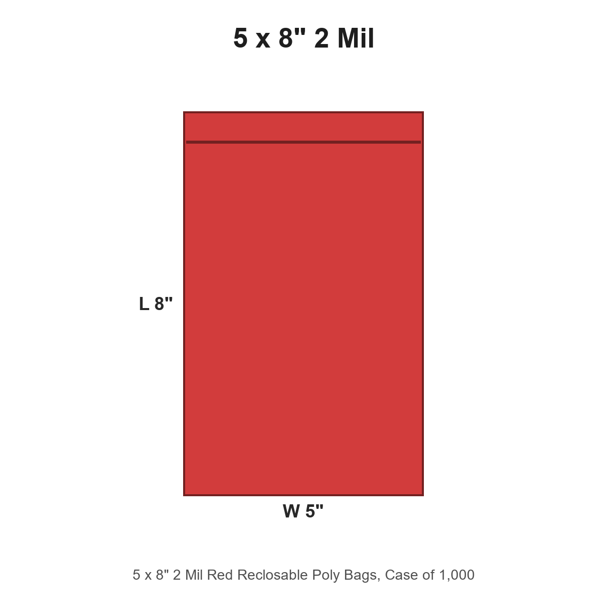 5 x 8" 2 Mil Red Reclosable Poly Bags