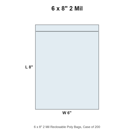 6 x 8" 2 Mil Reclosable Poly Bags