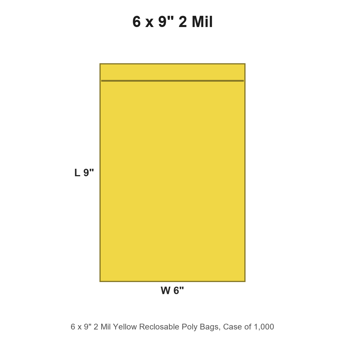 6 x 9" 2 Mil Yellow Reclosable Poly Bags