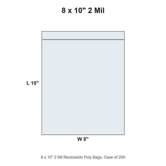 8 x 10" 2 Mil Reclosable Poly Bags