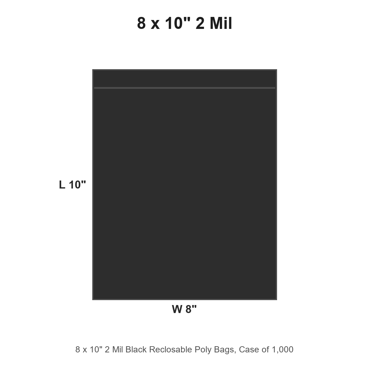 8 x 10" 2 Mil Black Reclosable Poly Bags