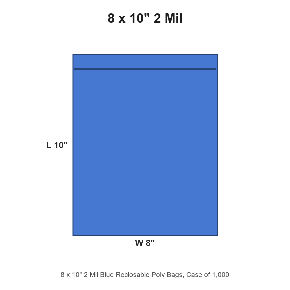 8 x 10" 2 Mil Blue Reclosable Poly Bags