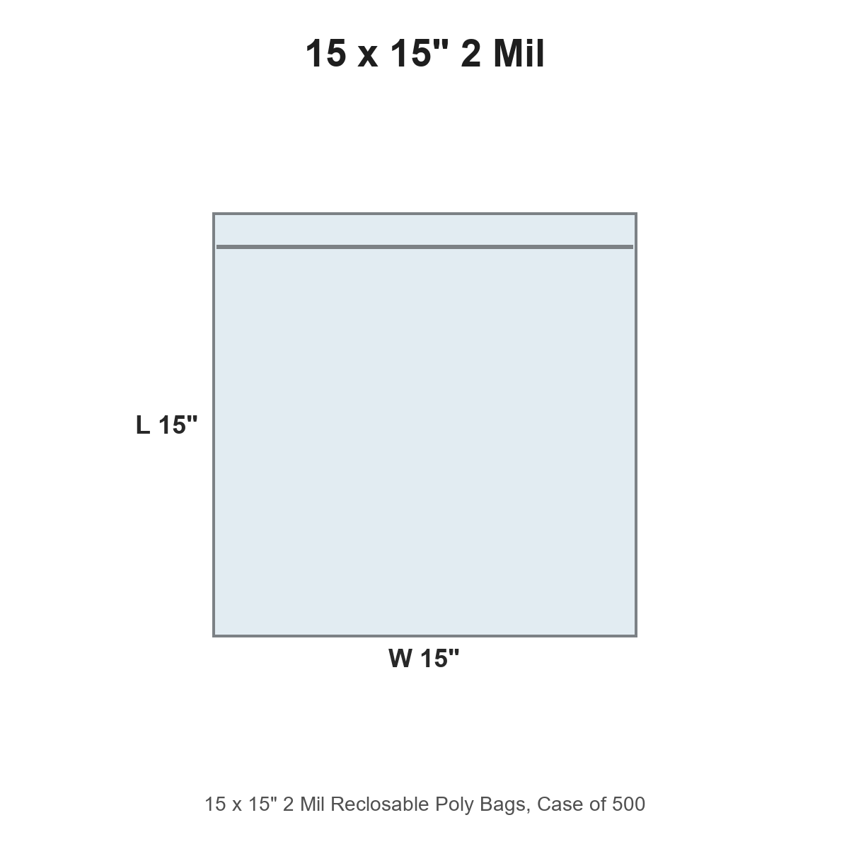 15 x 15" 2 Mil Reclosable Poly Bags