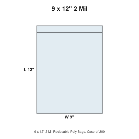 9 x 12" 2 Mil Reclosable Poly Bags