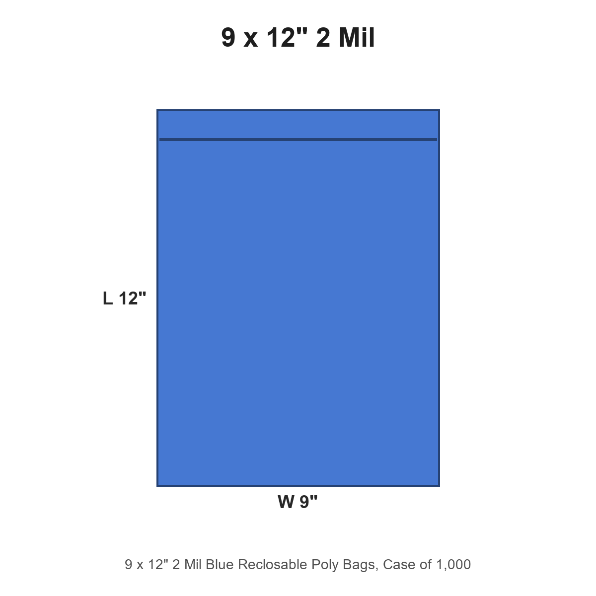 9 x 12" 2 Mil Blue Reclosable Poly Bags