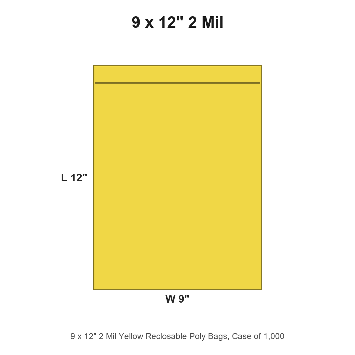 9 x 12" 2 Mil Yellow Reclosable Poly Bags