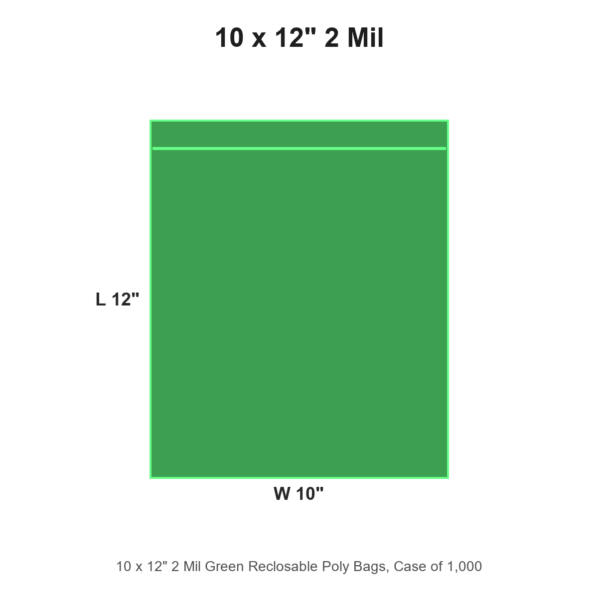10 x 12" 2 Mil Green Reclosable Poly Bags