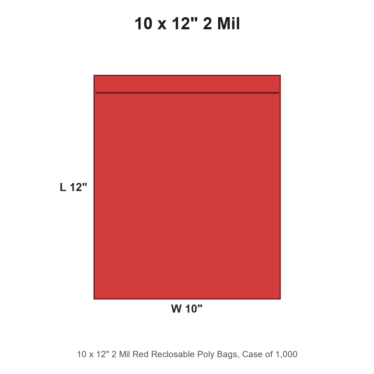 10 x 12" 2 Mil Red Reclosable Poly Bags