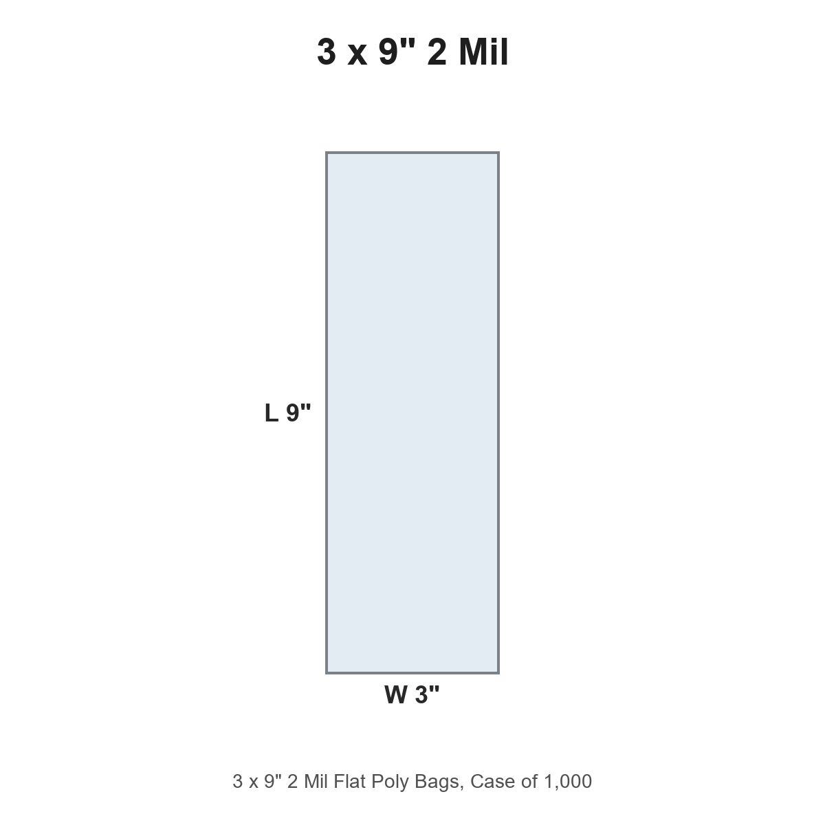3 x 9" 2 Mil Flat Poly Bags