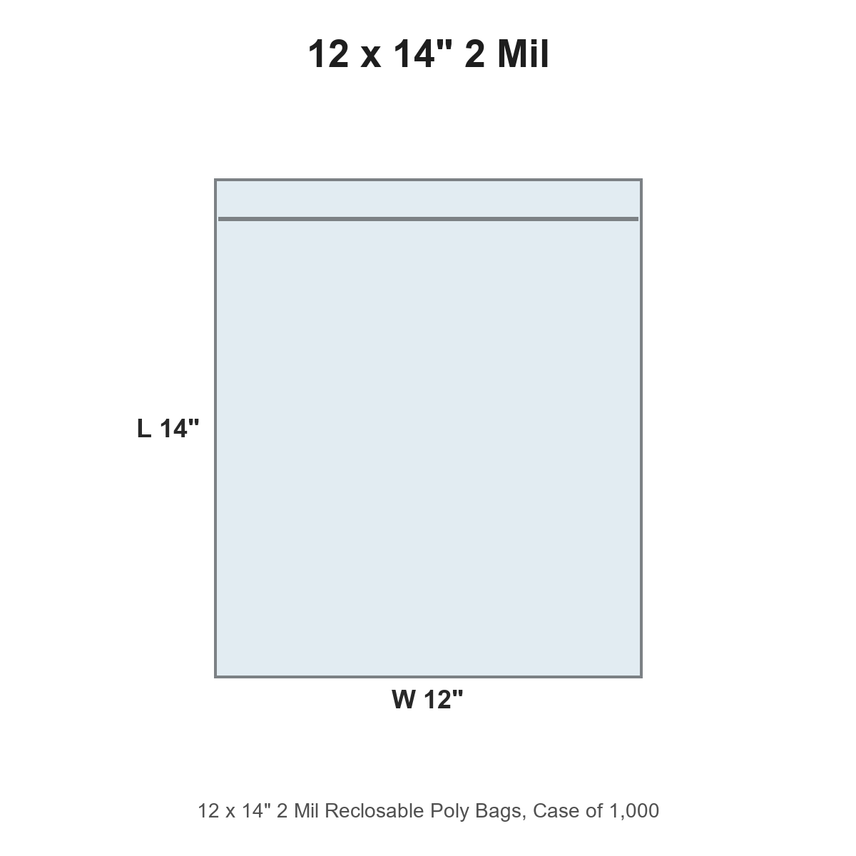 12 x 14" 2 Mil Reclosable Poly Bags