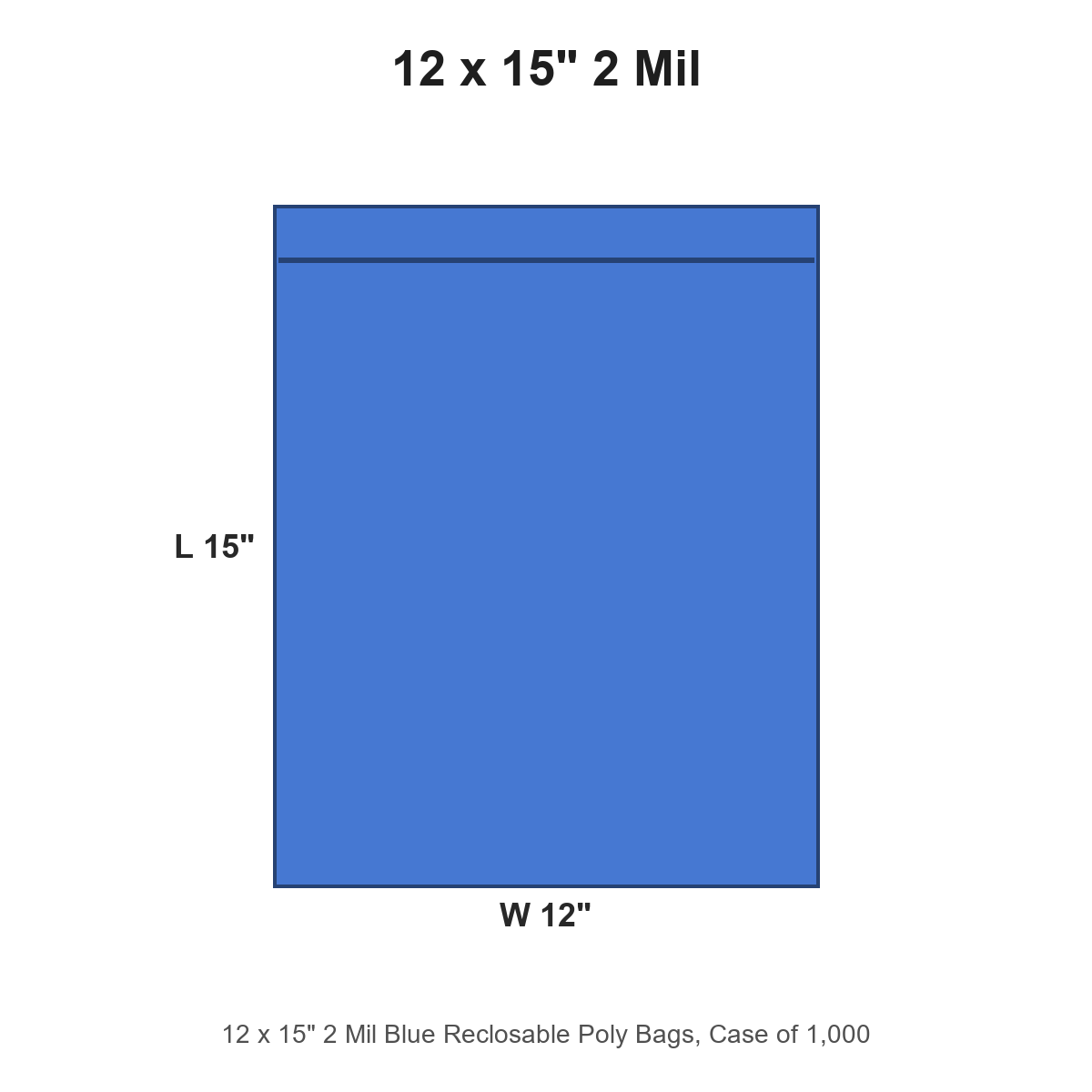 12 x 15" 2 Mil Blue Reclosable Poly Bags