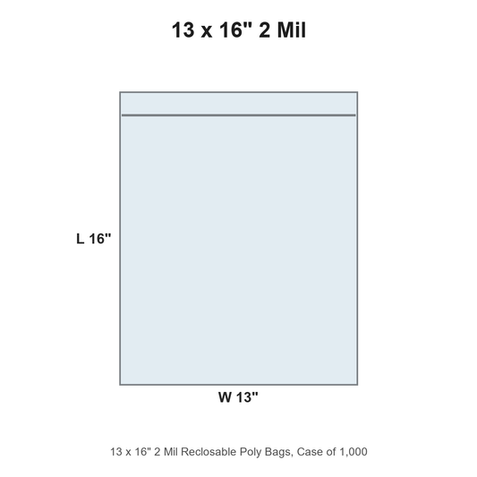 13 x 16" 2 Mil Reclosable Poly Bags