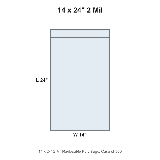 14 x 24" 2 Mil Reclosable Poly Bags