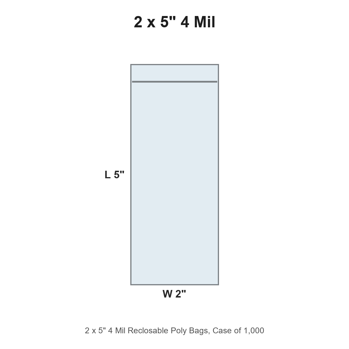 2 x 5" 4 Mil Reclosable Poly Bags
