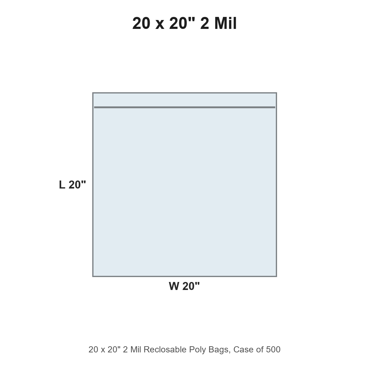 20 x 20" 2 Mil Reclosable Poly Bags