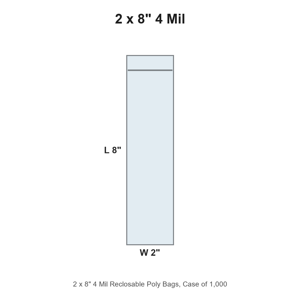 2 x 8" 4 Mil Reclosable Poly Bags