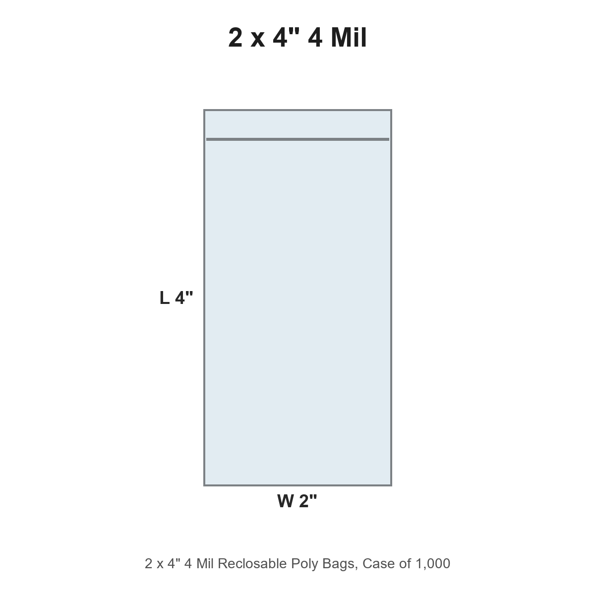 2 x 4" 4 Mil Reclosable Poly Bags