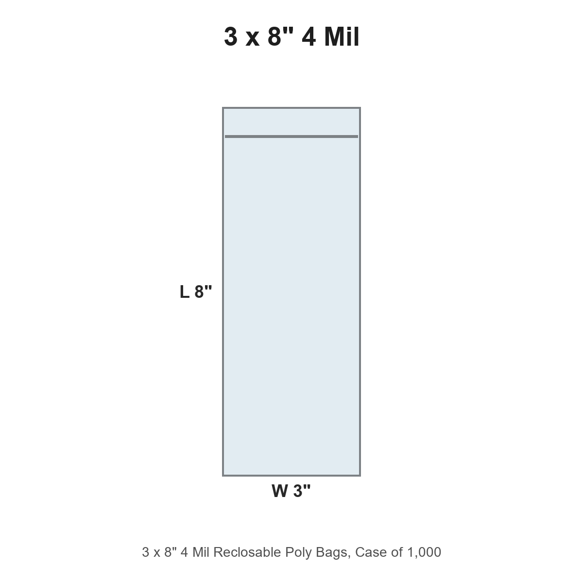 3 x 8" 4 Mil Reclosable Poly Bags