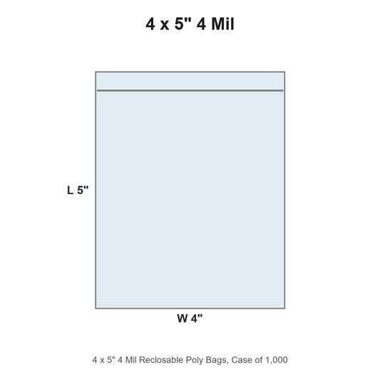 4 x 5" 4 Mil Reclosable Poly Bags