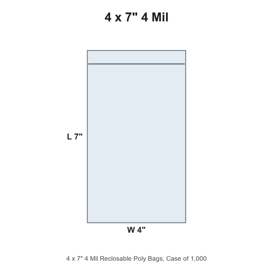 4 x 7" 4 Mil Reclosable Poly Bags