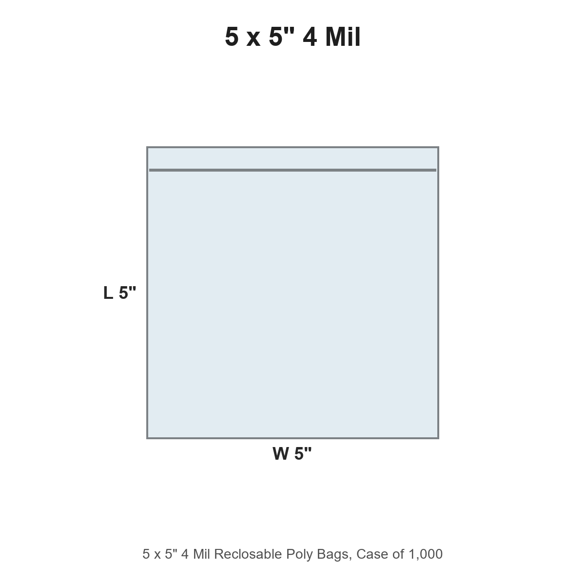 5 x 5" 4 Mil Reclosable Poly Bags