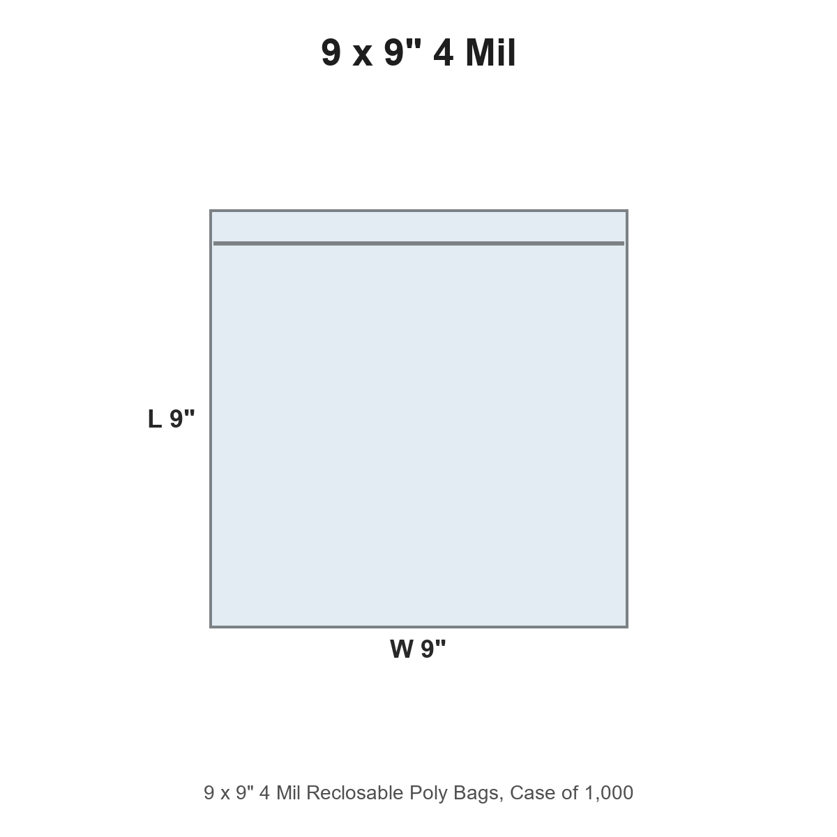 9 x 9" 4 Mil Reclosable Poly Bags