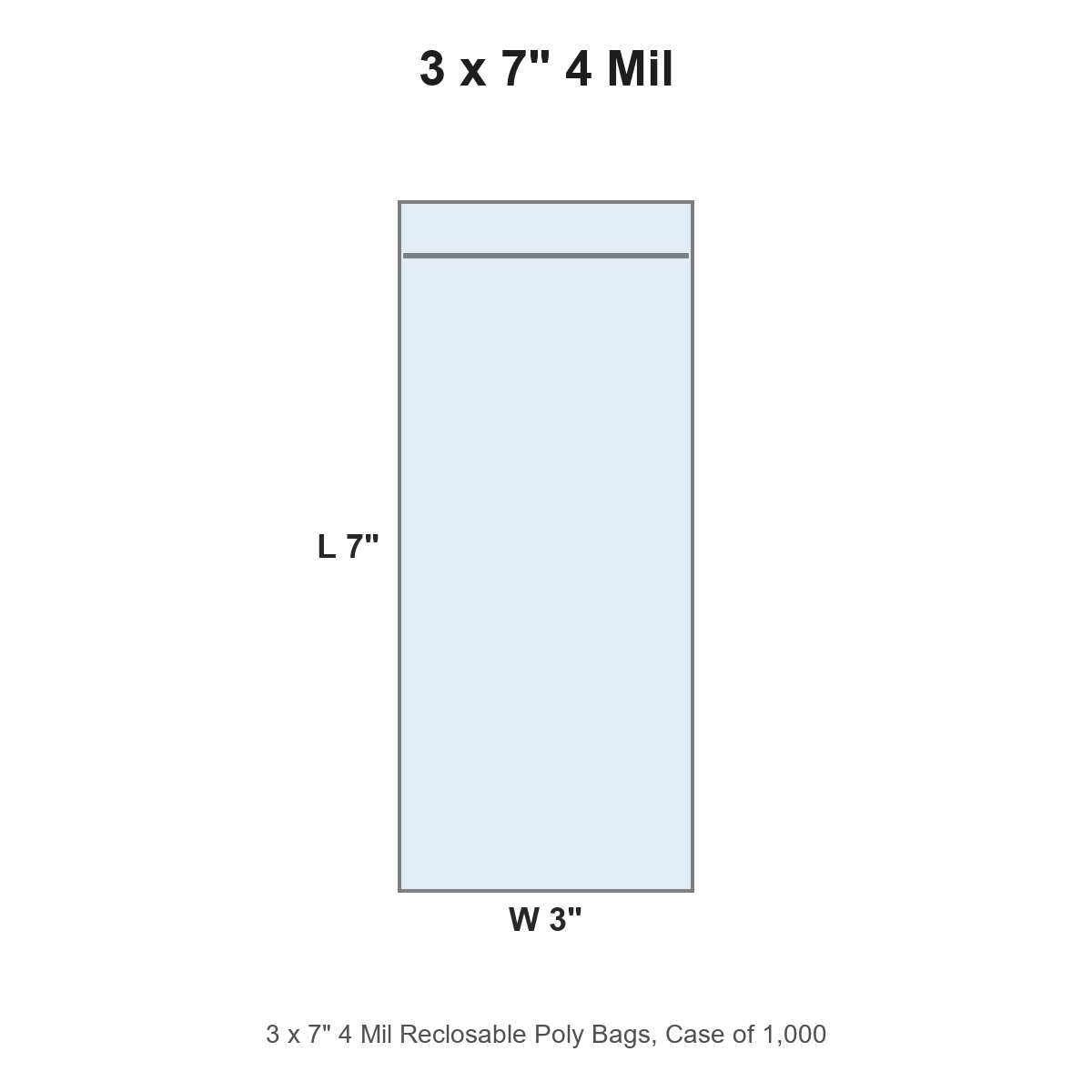 3 x 7" 4 Mil Reclosable Poly Bags