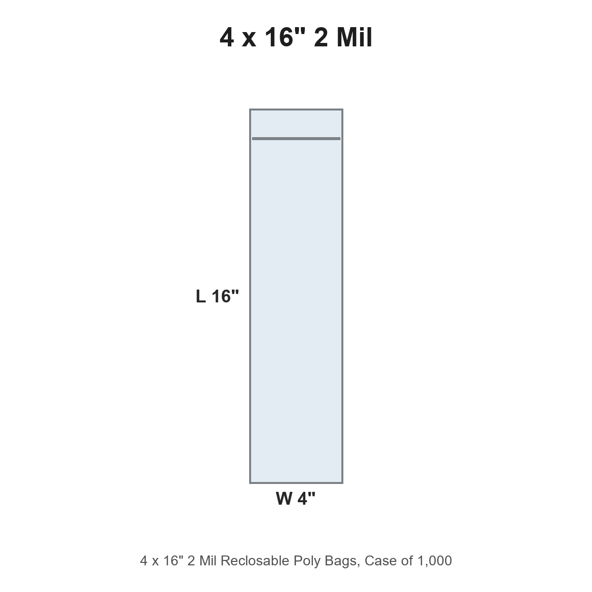 4 x 16" 2 Mil Reclosable Poly Bags