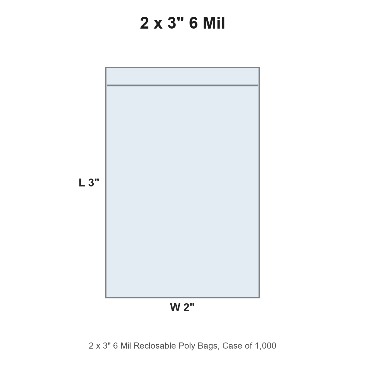 2 x 3" 6 Mil Reclosable Poly Bags
