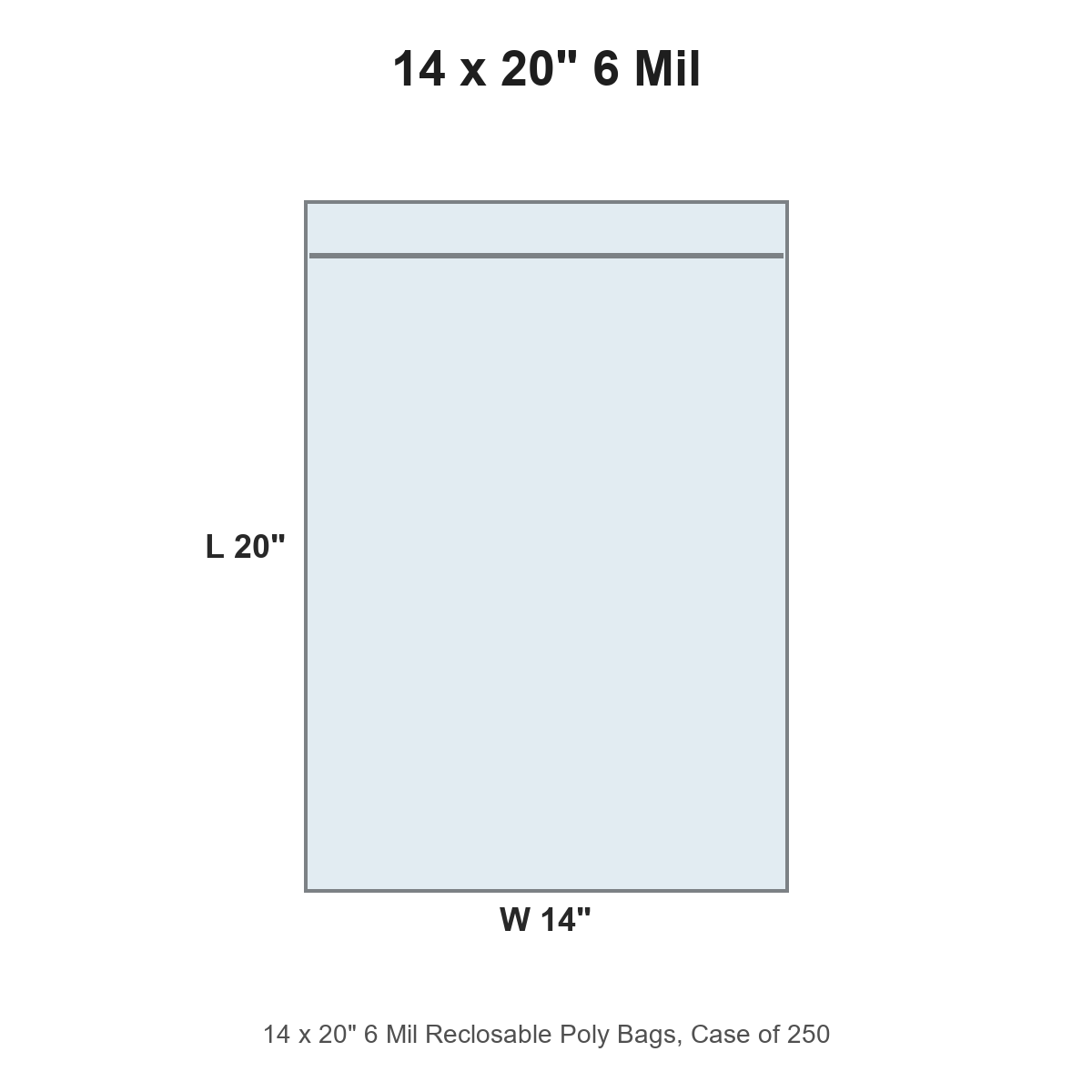 14 x 20" 6 Mil Reclosable Poly Bags