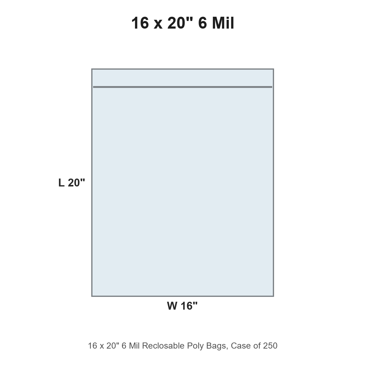 16 x 20" 6 Mil Reclosable Poly Bags