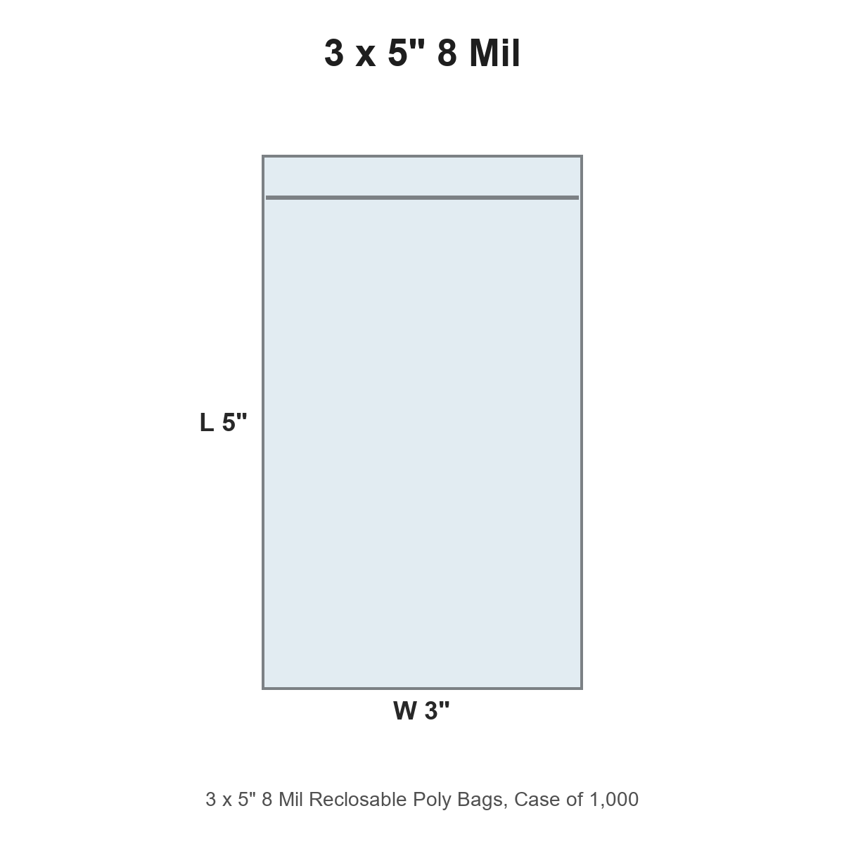 3 x 5" 8 Mil Reclosable Poly Bags