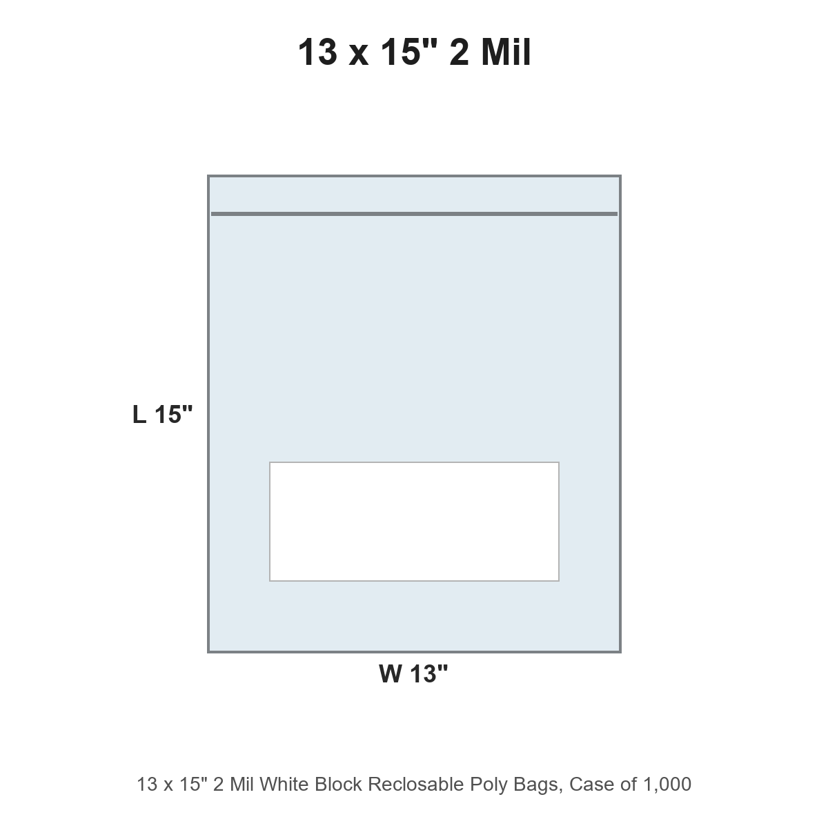 13 x 15" 2 Mil White Block Reclosable Poly Bags