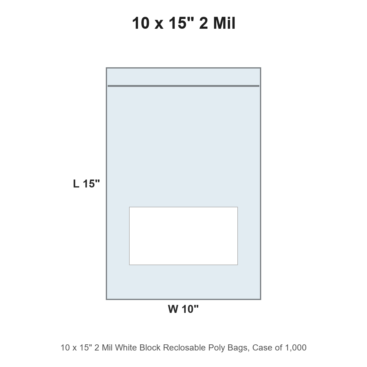 10 x 15" 2 Mil White Block Reclosable Poly Bags