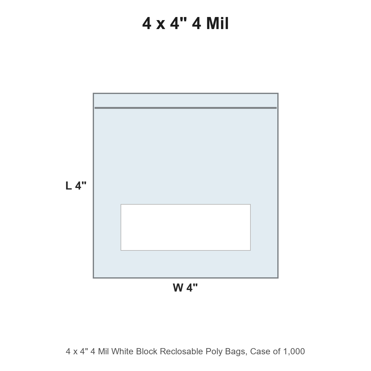 4 x 4" 4 Mil White Block Reclosable Poly Bags