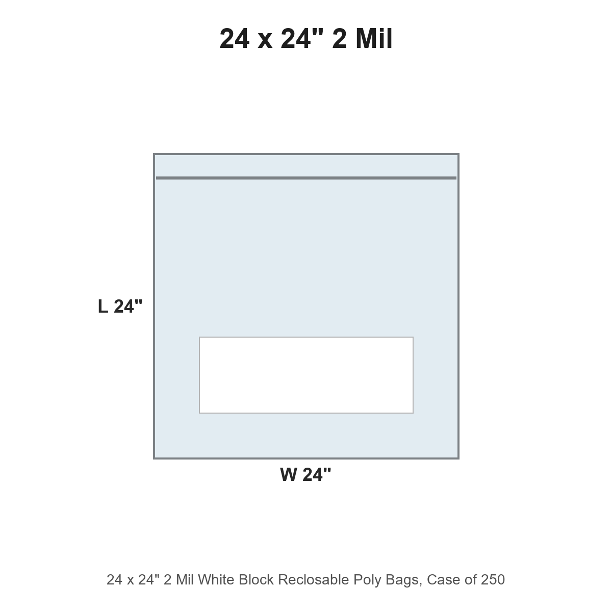 24 x 24" 2 Mil White Block Reclosable Poly Bags