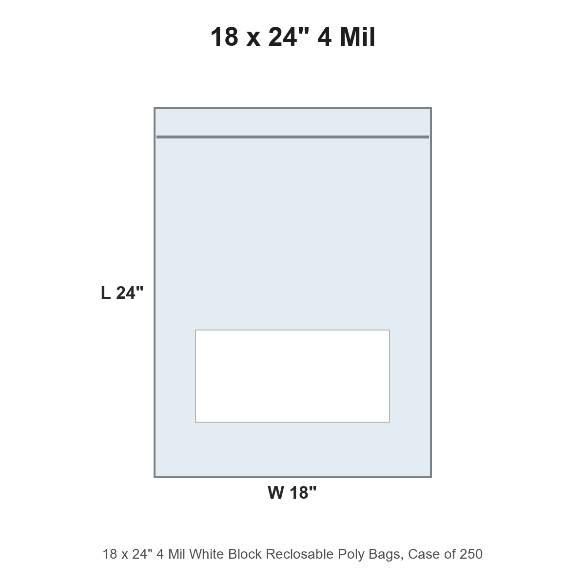 18 x 24" 4 Mil White Block Reclosable Poly Bags