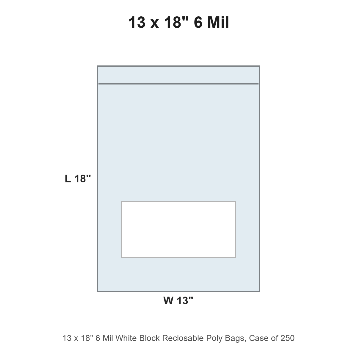 13 x 18" 6 Mil White Block Reclosable Poly Bags