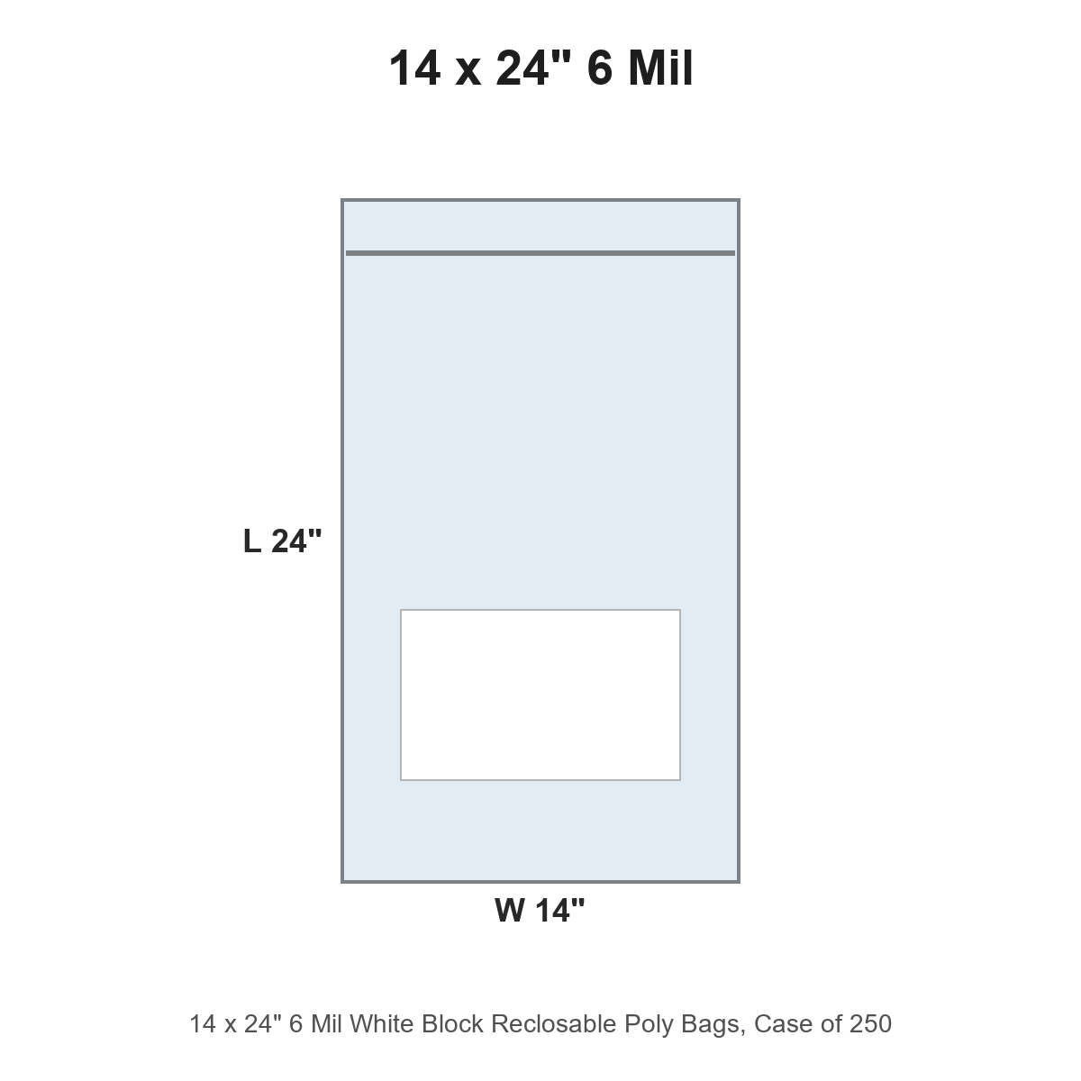 14 x 24" 6 Mil White Block Reclosable Poly Bags