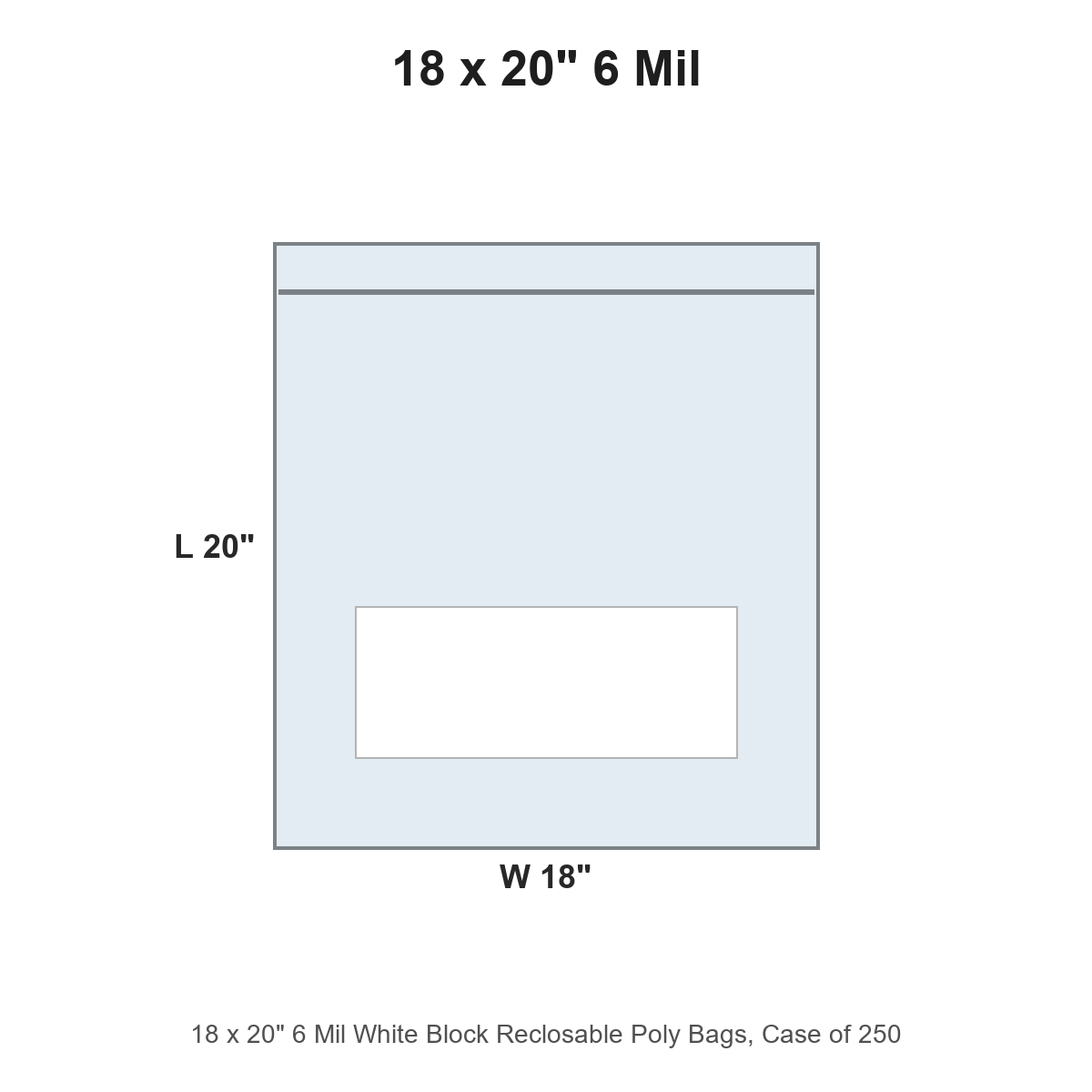 18 x 20" 6 Mil White Block Reclosable Poly Bags
