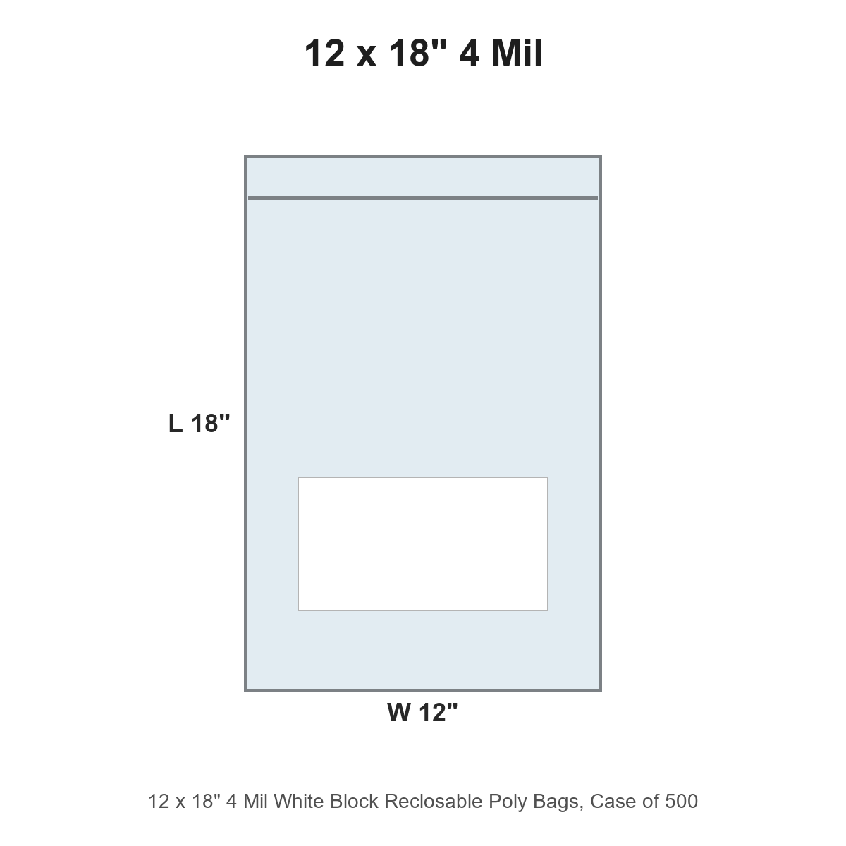 12 x 18" 4 Mil White Block Reclosable Poly Bags