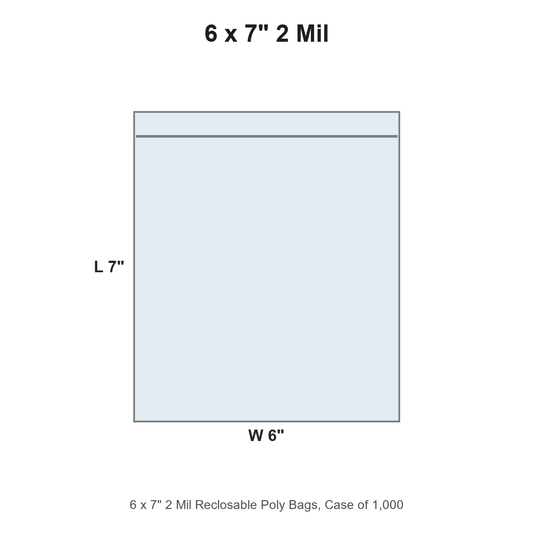 6 x 7" 2 Mil Reclosable Poly Bags