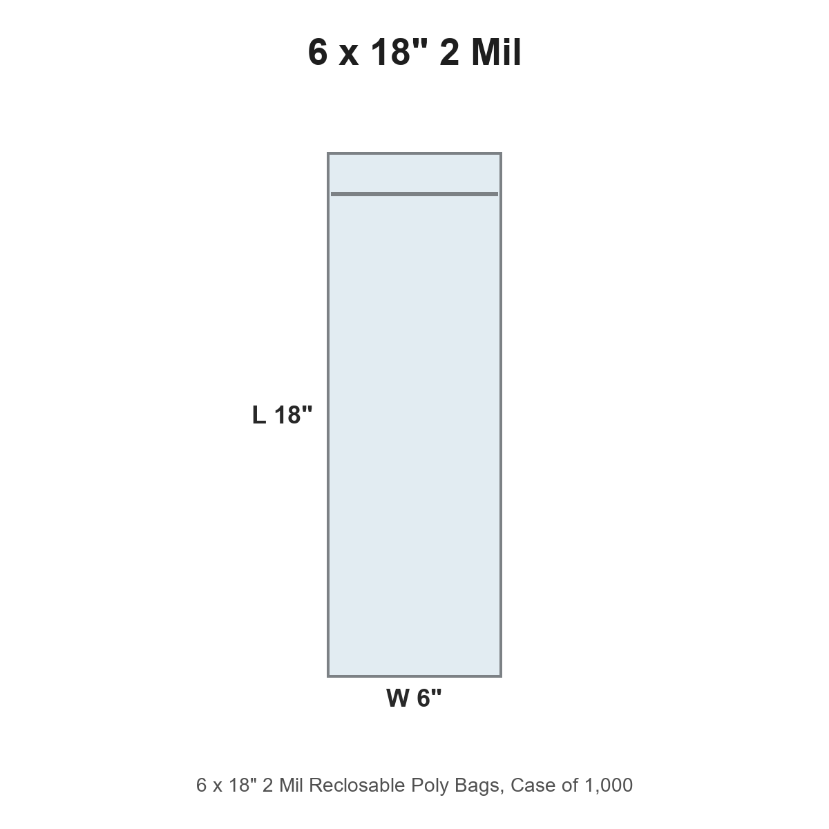 6 x 18" 2 Mil Reclosable Poly Bags