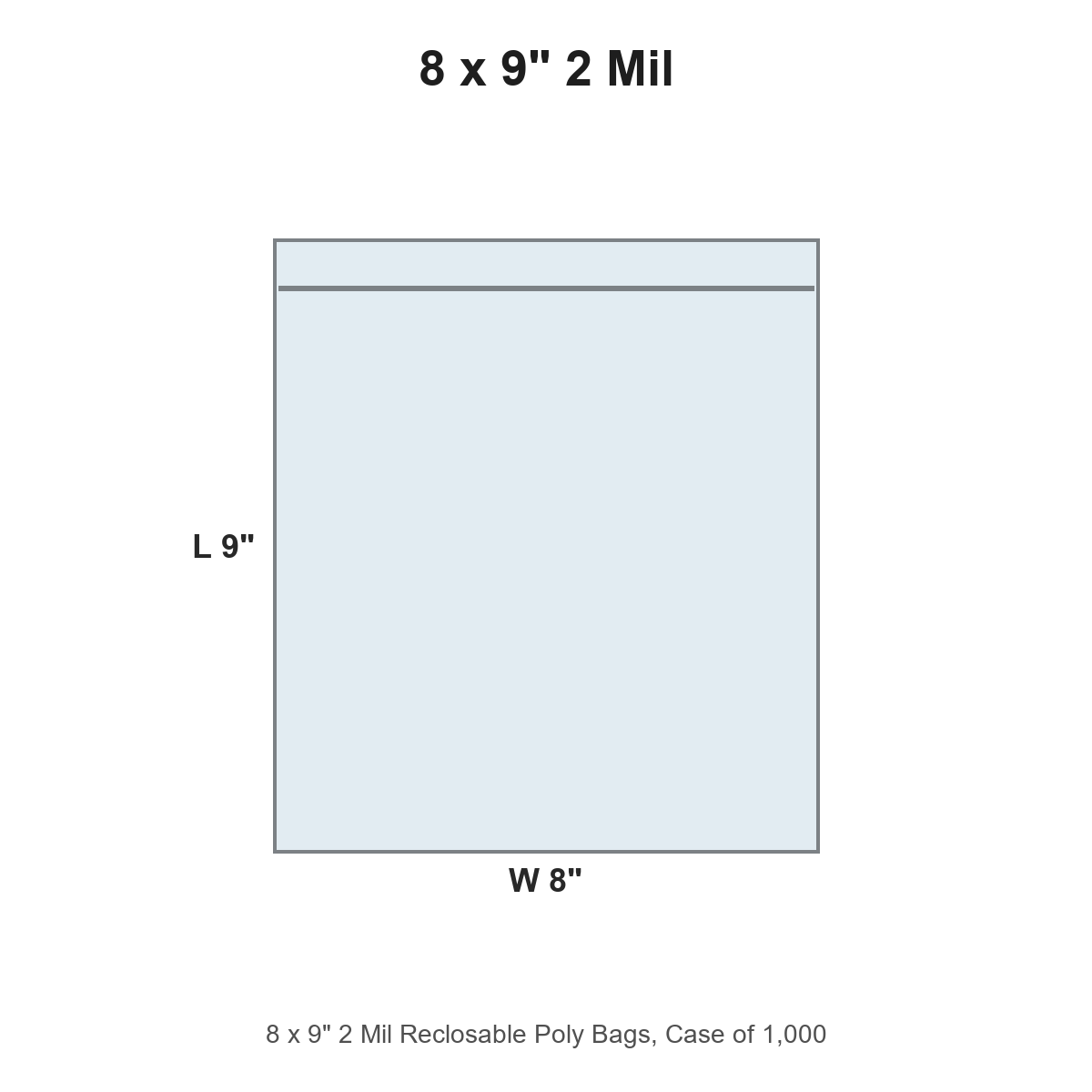 8 x 9" 2 Mil Reclosable Poly Bags