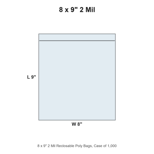 8 x 9" 2 Mil Reclosable Poly Bags