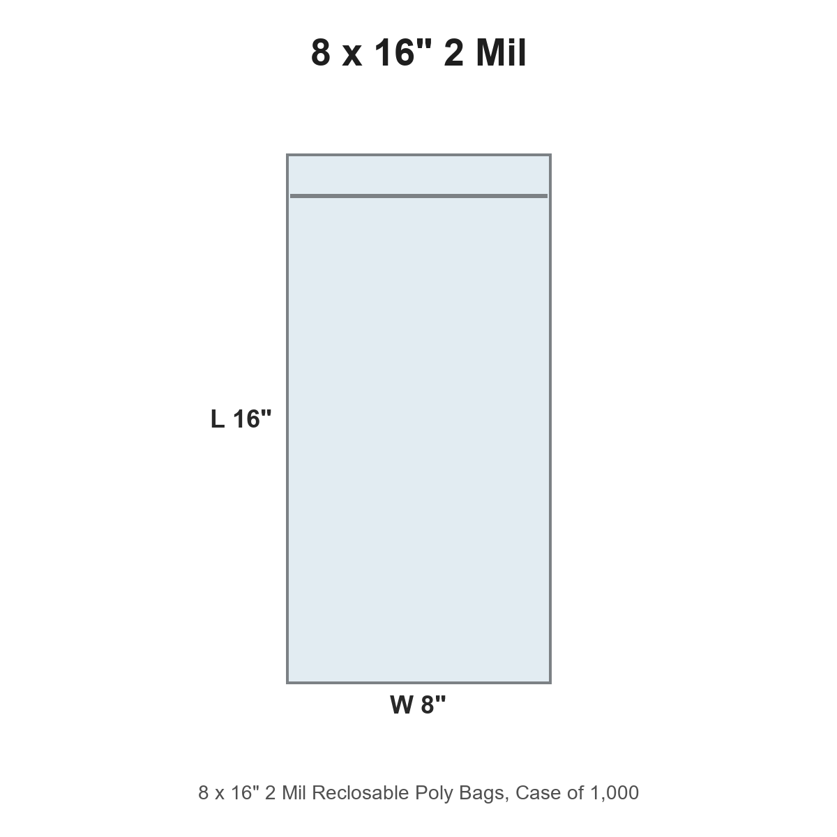 8 x 16" 2 Mil Reclosable Poly Bags