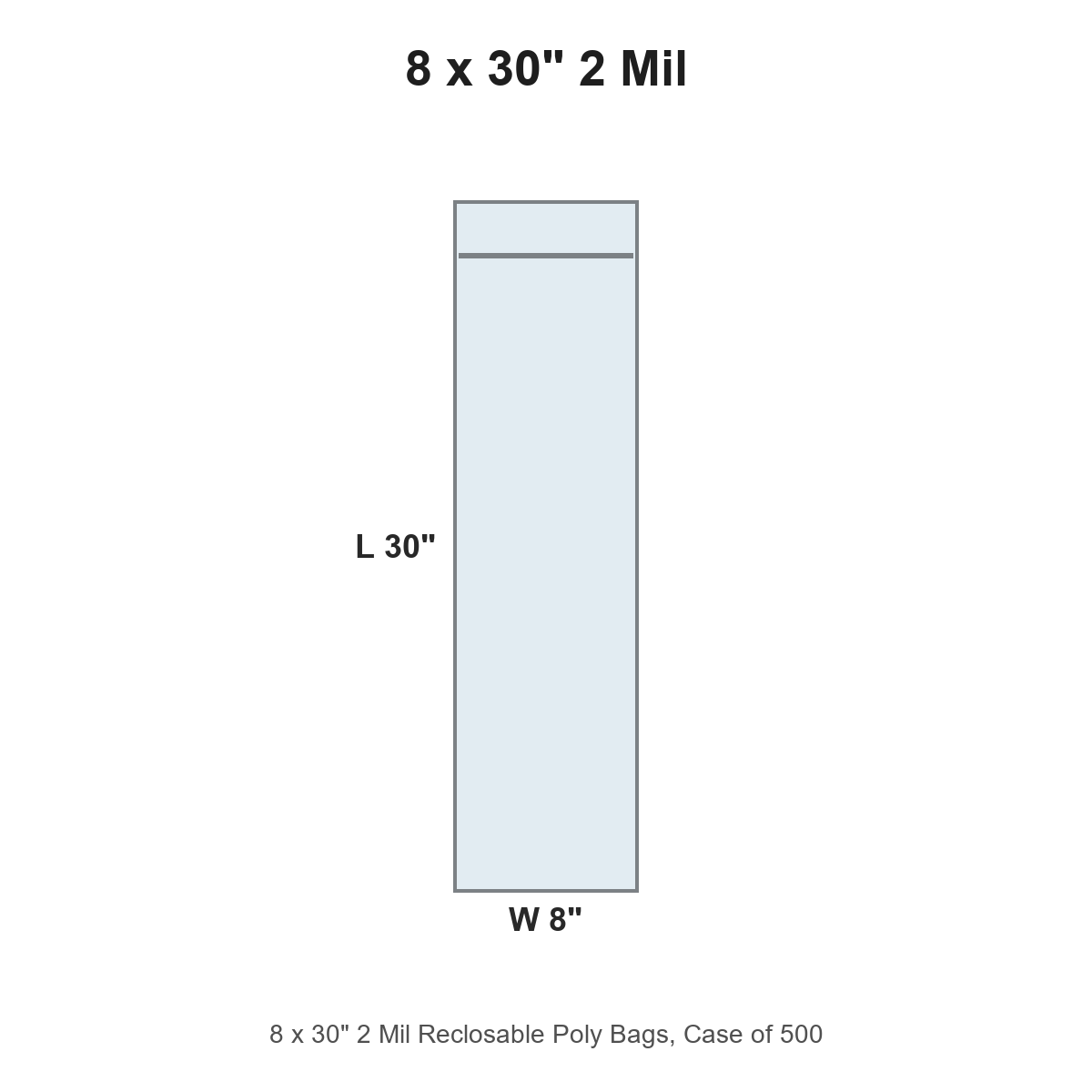 8 x 30" 2 Mil Reclosable Poly Bags