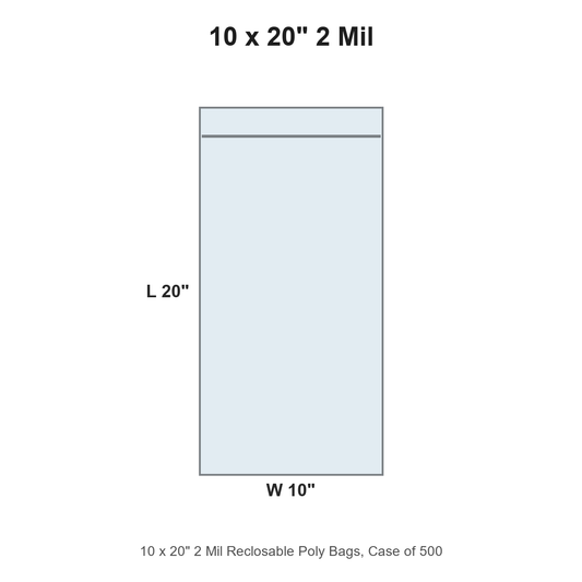 10 x 20" 2 Mil Reclosable Poly Bags
