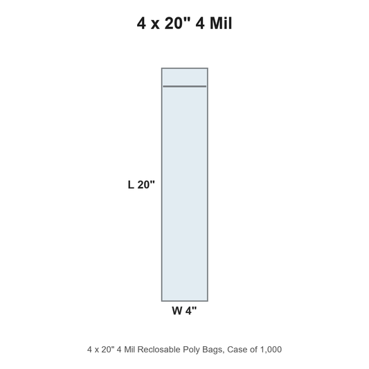 4 x 20" 4 Mil Reclosable Poly Bags