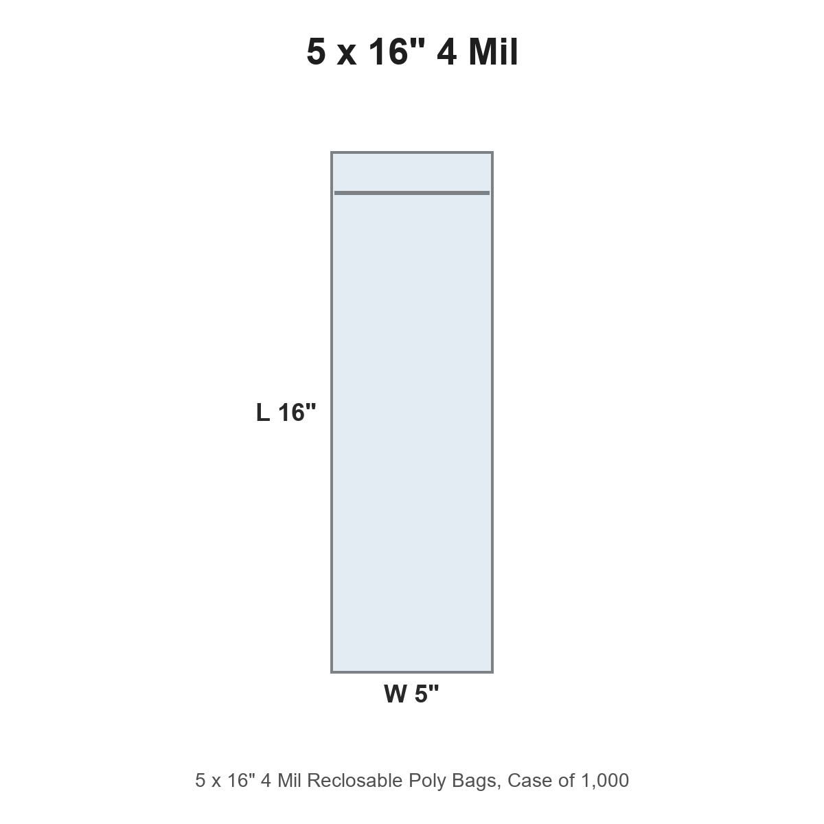 5 x 16" 4 Mil Reclosable Poly Bags
